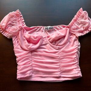 pink corseted crop top